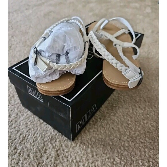 MIA Vaeda Womens Bone Sandal Braided Strappy Size 10 US Off-white NEW $49 - Picture 5 of 8